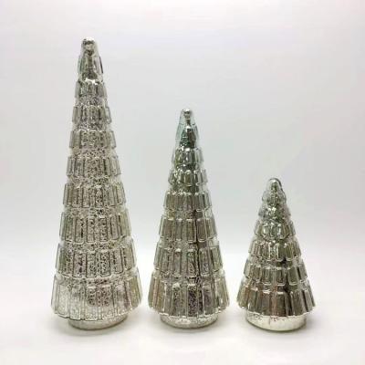 China New Year Decoration Christmas Tree Simple Glass Christmas Tree Ornaments Led Lighting for sale