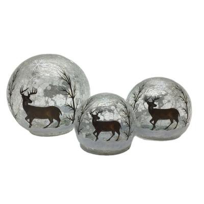 China Christmas Ornaments Christmas Decoration Tree Deer Snow Glass Ball Christmas Sphere Ornaments Baubles Glass Ball for sale