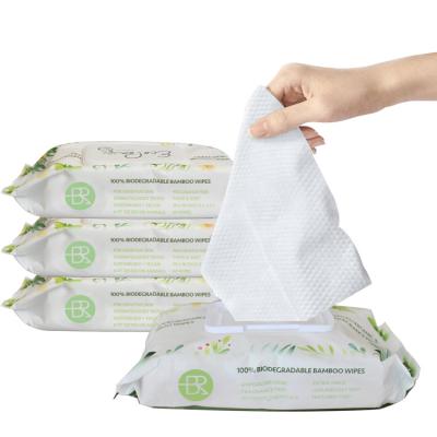 China Factory Directly 60pcs Sensitive Skin Biodegradable Baby Wipes Biodegradable Bamboo Organic Wet Wipes for sale