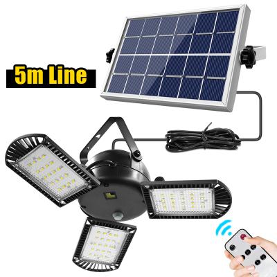 China Warehouse 60 Led Head Light 800LM 3 Solar Garage Adjustable Brightness 2/4/6 Timer Outdoor Waterproof Solar Garden Light for sale