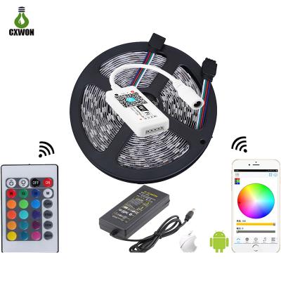 China Decoration Advertising Holiday Wifi LED Strip Light Kit Work With Alexa Google APP Control 12v 3A 5050 RGB Waterproof IP65 Strip for sale