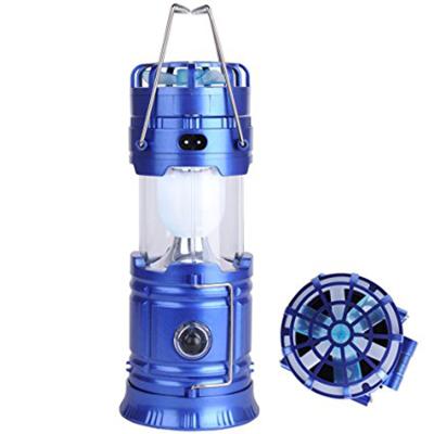 China Portable LED Camping Lamp ON-OFF Solar Powered Rechargeable Folding Camping Lantern With Outdoor Fan for sale