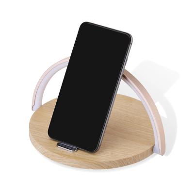 China Modern Fast 10W Qi Wireless Charger Table Night Lamp Pad Phone Holder Stand LED Night Light for sale