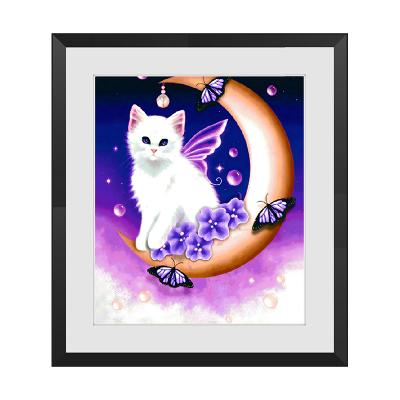 China Classic Cute White Cat DIY 5D Diamond Painting Home Wall Decoration Diamond Painting Set for sale