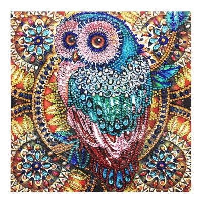 China Classic 5D Diamond Painting Animal Colorful Owl Shaped Drill Diamond Painting Tools Set for sale