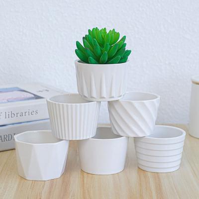 China Simplicity 8*5.5cm Eco-friendly White Ceramic Combination Trumpet Round Gardening Succulent Flowerpot for sale