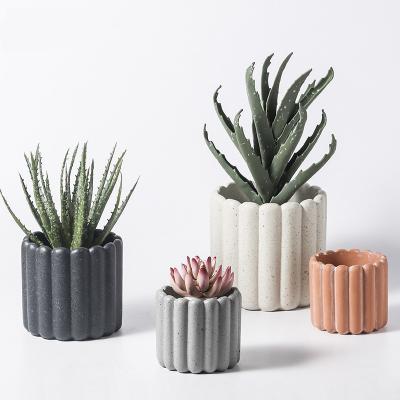 China Modern Nordic Black White Round Table Indoor Home Decor Glazed Design Succulent Cement Garden Ceramic Pots for sale