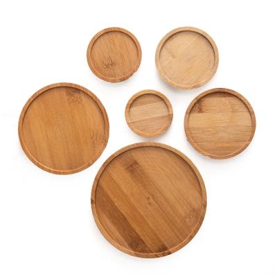 China Eco Garden Tools CLASSIC Natural Bamboo Round Drain Away Plant Tray For Flower Pot for sale