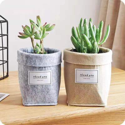 China CLASSIC Yellow Felt Storage Bag Plant Flower Pot Cover Garden Rectangle Square Planter For Wall for sale