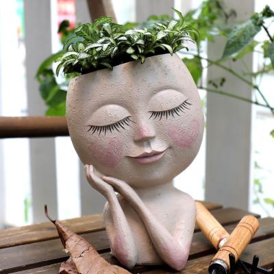 China Wholesale Light Custom Ornament Resin Flower Pot White Art Statue Sculpture Decoration Nordic for sale