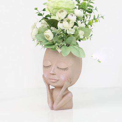 China OEM Light Wholesale Design Custom Art Ornament Statue Sculpture Nordic Decoration Resin Flower Pot for sale