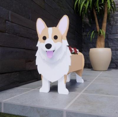 China Modern Cartoon Garden Supplies Yard Decoration Storage Bins Pet Dogs Corgi Cute Flower Pot for sale