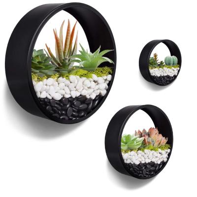 China Home Modern Garden Living Room Decoration Wall Hanging Flower Metal Pots Set For Plants for sale