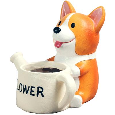 China Art Decor 2022 New Goods Wholesale Animal Pot Flower Pot Garden Dog Corgi Succulent Plants Pot High Quality Cheap Price Royal Cute for sale