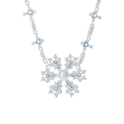 China TRENDY Heavy Baroque Snowflake with Zircon Light Luxury Gems Annual Party Necklace Fashion Jewelry for Women Girls Party Gift Winter for sale