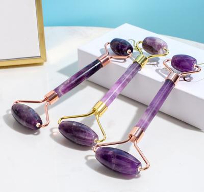 China Whitening Amazon Good Selling 100% Natural Massage Amethyst Facial Roller For Face for sale