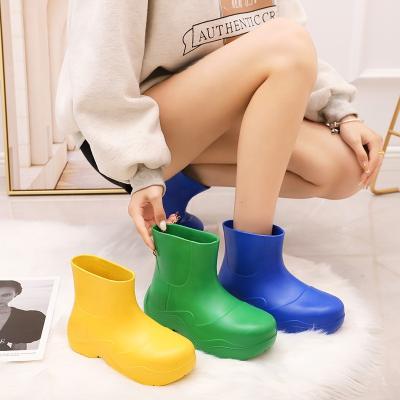 China Hot Quick-Drying Fashion Ladies Waterproof Custom Lightweight High Heel EVA Rubber Style Winter Knee Boots Shoes Women Ankle Rain Boots for sale