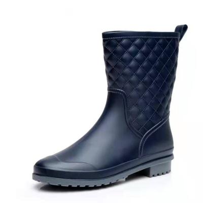 China Cushioning Half Boot Waist And Rubber Material Outsole Rain Boot Woman for sale