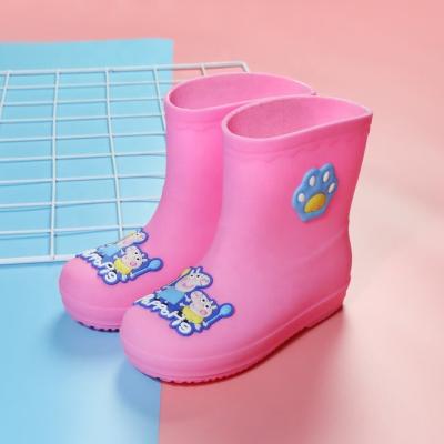 China Handsome Children Rain Boots PVC Waterproof Anti-skid Pink Cardboard Blue Cardboard Cute Fashion Children Raining Boots for sale