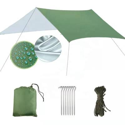 China Lightweight PU 2000mm Ribstop Polyester 210T Protection Hammock Rain Fly Waterproof Tent Tarp Waterproof For Backpacking And Outdoor UV for sale