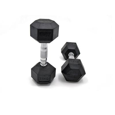 China /Anti Slip - Rubber Hex Dumbbells 7.5kg Roll Fixed Weight for sale