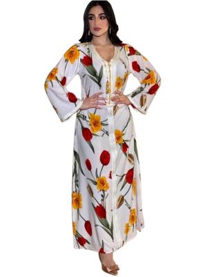 China Best Selling Traditional Modest White Party Arab Arabic With Hijab Print Clothing Skirt Sets Abaya for sale