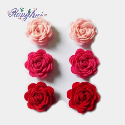 China Africa Cards Favor Craft Embellishment Mini Decoration Rose Fabric Flower 3D Stickers for sale