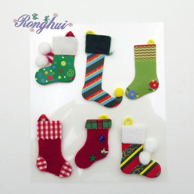 China Africa Cards Mini Favor Craft Embellishment Decoration Christmas 3D Socks Stickers for sale