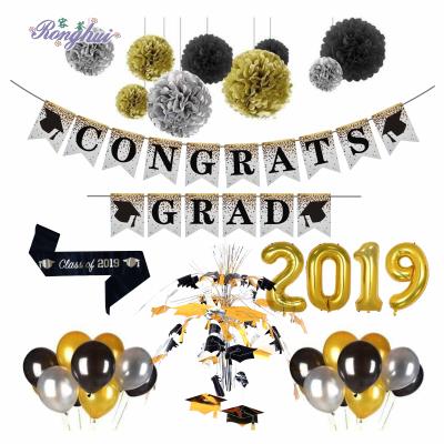 China 2019 Balloons Hanging Large Black Gold and White Balloon Kit Party Decorations Graduation Decorations GS-002 waterfall for sale