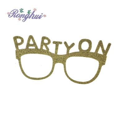 China Gold Funny Glitter Party Decorations Glasses Party Sunglasses Props Graduation Party Supplies PT-003 for sale