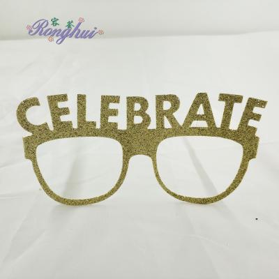 China Glitter Celebrate Party Decorations Gold Funny Glasses Party Sunglasses Props Graduation Party Supplies PT-003 for sale