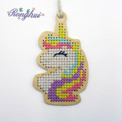 China Vietnam DIY Unicorn Rainbow laser cut wooden cross stitch kits for sale