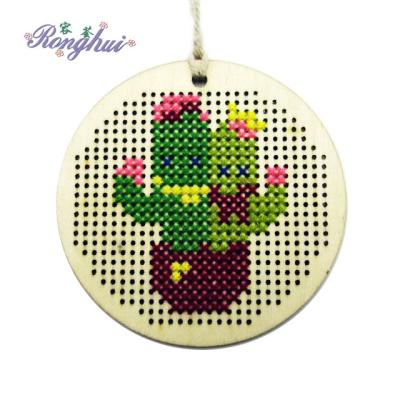 China Vietnam DIY cactus laser cut wooden cross stitch kits for sale