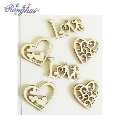 China Cute Africa Wood Pieces Lace Cutouts Craft Ornament Wood Embellishments For DIY Wood Heart for sale