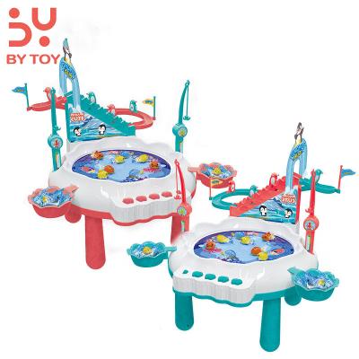 China Outdoor Slide Penguin Outdoor Slide Platform Penguin Toy Table Game Water Tool Magnetic Rotating Water Sightseeing Voice Summer Children's Fishing Juguete for sale