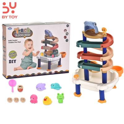 China Plastic Children Beach Toy Set Ocean Ball Duck Shark Outdoor Revolving Building Block Track Amphibious Toy for sale