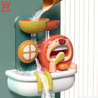 China Waterwheel/Wheeled Water Suction Cup Baby Bubble Soap Kids Bath Wetting Toys Lion Bubble Maker Shower Toys Cartoon Spray Toys Bathroom juguete de bano for sale