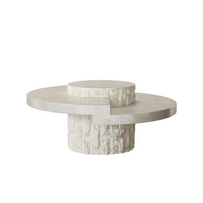 China Wholesale Modern Natural Marble Square Living Room Travertine Side Coffee Table Adjustable (Height) for sale