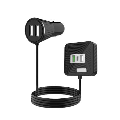 China Good Quality Cell Phone Front And Back Seat Multi Ports USB 3.0 In-car Chargers With Port Usb Cable for sale