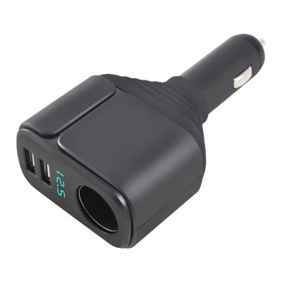 China Lighter Socket Splitter Car Cigarette Socket Adapter with Dual USB Port Charger Adjustable Head and LED Voltmeter for sale