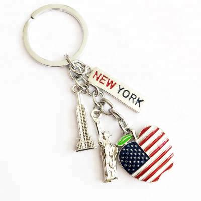 China Europe Wholesale Customized New York Apple State Shaped Shaped Metal Key Chain For Business for sale