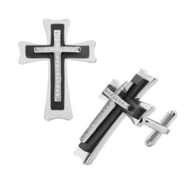 China Global Wholesale Cross Christian Diamond Cufflinks Crucifix Stone Cufflinks for sale