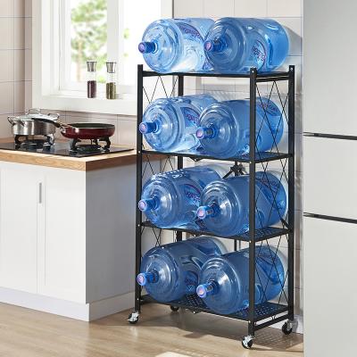 China LIJIN 3 Row Storage Rolling Rack Multifunctional Foldable Foldable Household Durable Universal Metal Double Sided for sale