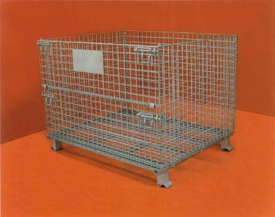 China Warehouse Storage Movable Galvanized Metal Storage Cage , Folding Anticorrosion Wire Mesh Container for sale