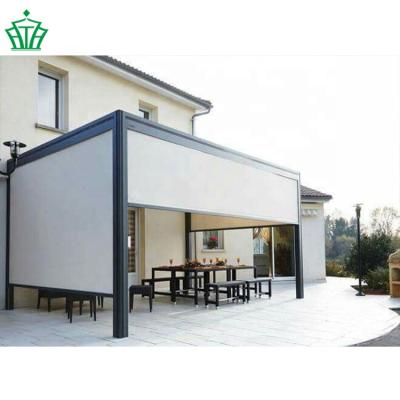 China Zipper Acrylic Track Vertical Roller Blinds With Rails For Aluminum Pergola for sale