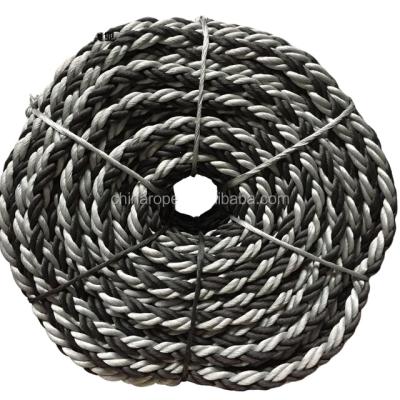 China Ship 8 Strands 64mm High Quality Polypropylene Mooring Rope Application Filed Marine PP Danline Rope Black And Gray Color for sale