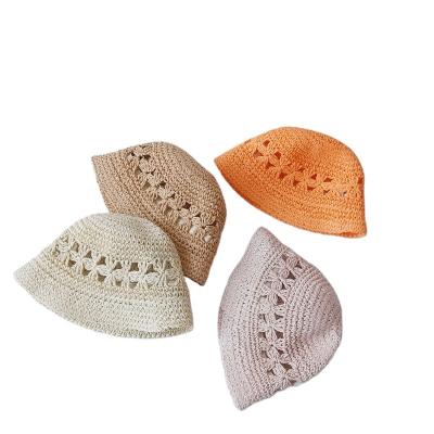 China Wholesale Kid's Main Size Striped Crochet Straw Hat Sun Protect Paper Straw Summer Hats For Babies for sale