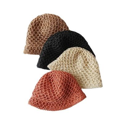 China Barred 2021 Wholesale New Fashion Girl Bucket Hat Summer Paper Children Outdoor Straw Hats for sale