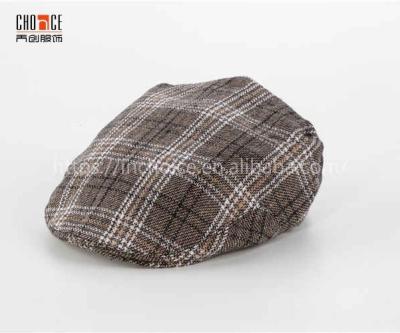 China Brown Color Verified Checked Front Hat Worker Hat Detector Beret Hat for sale