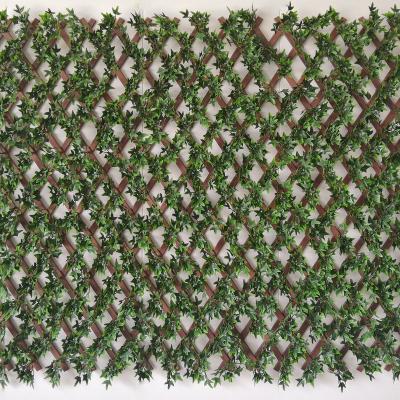 China Newest Style Easily Assembled Brown Greenery Frame PVC Trellis With Artificial Evergreen Leaves for sale